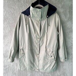 Izzi Snap Closure Jacket With Hood Womens Medium14 Beige, Navy Fully Lined